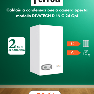 Caldaia condensazione a Camera Aperta Ferroli DIVATECH D LN C 24 Gpl