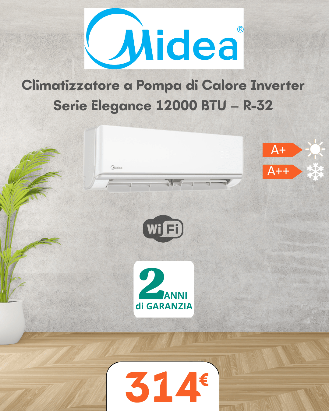 Climatizzatore Midea Inverter Serie Elegance 12000 BTU – R-32