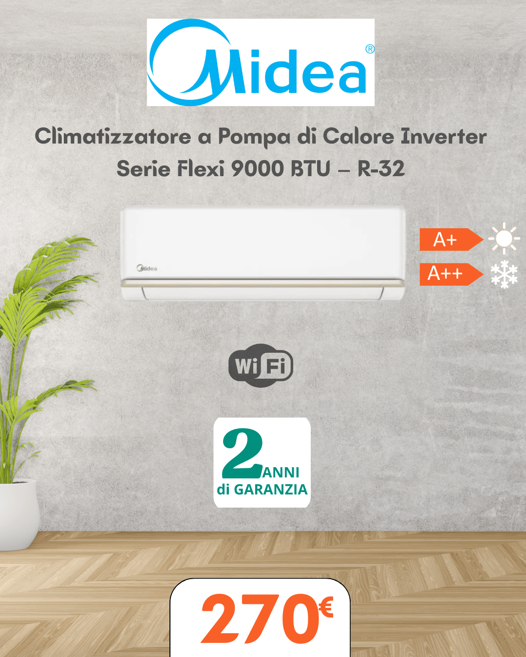Climatizzatore Midea Inverter Serie Flexi 9000 BTU – R-32