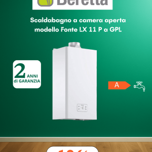 Scaldabagno Beretta Fonte LX 11 P GPL – Camera aperta, 11 litri
