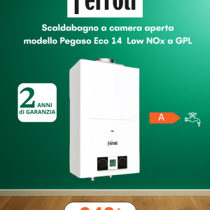 Scaldabagno Ferroli Pegaso Eco 14 GPL – Camera aperta Low NOx, 14 litri